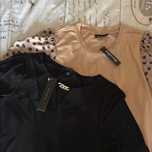 Women's Black and Tan Tops